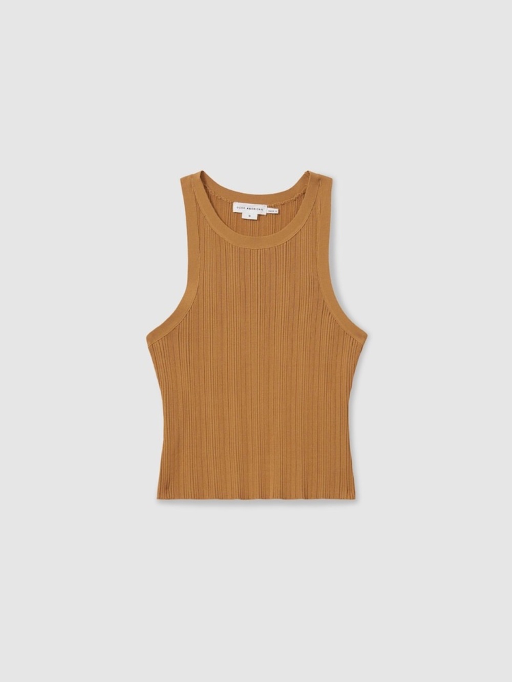 Good American Ribbed Tank Top in Camel